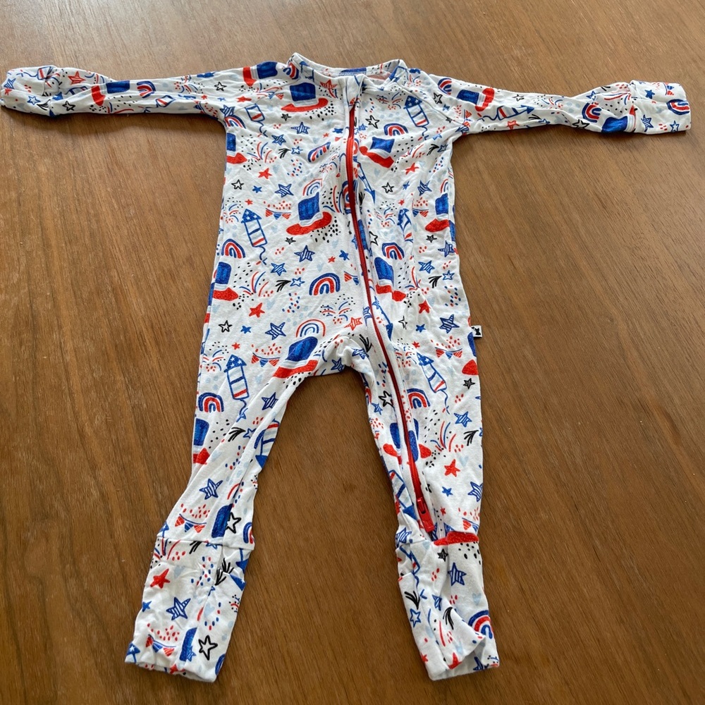 Red and Blue Space-Themed Footies One Piece